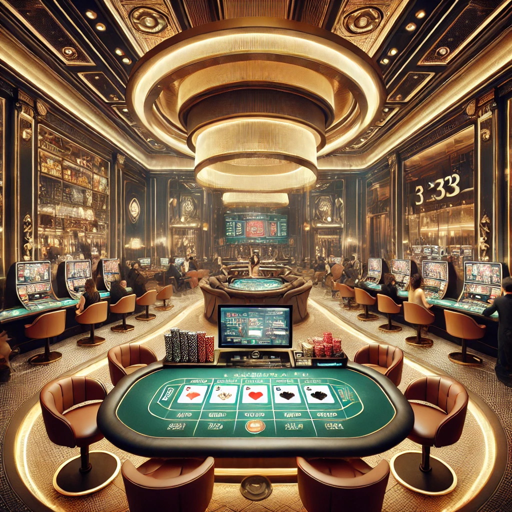 DALL·E 2024 12 18 05.34.09 A visually striking and professional illustration representing an online baccarat platform named เว็บบาคาร่า มา333. The image should feature a